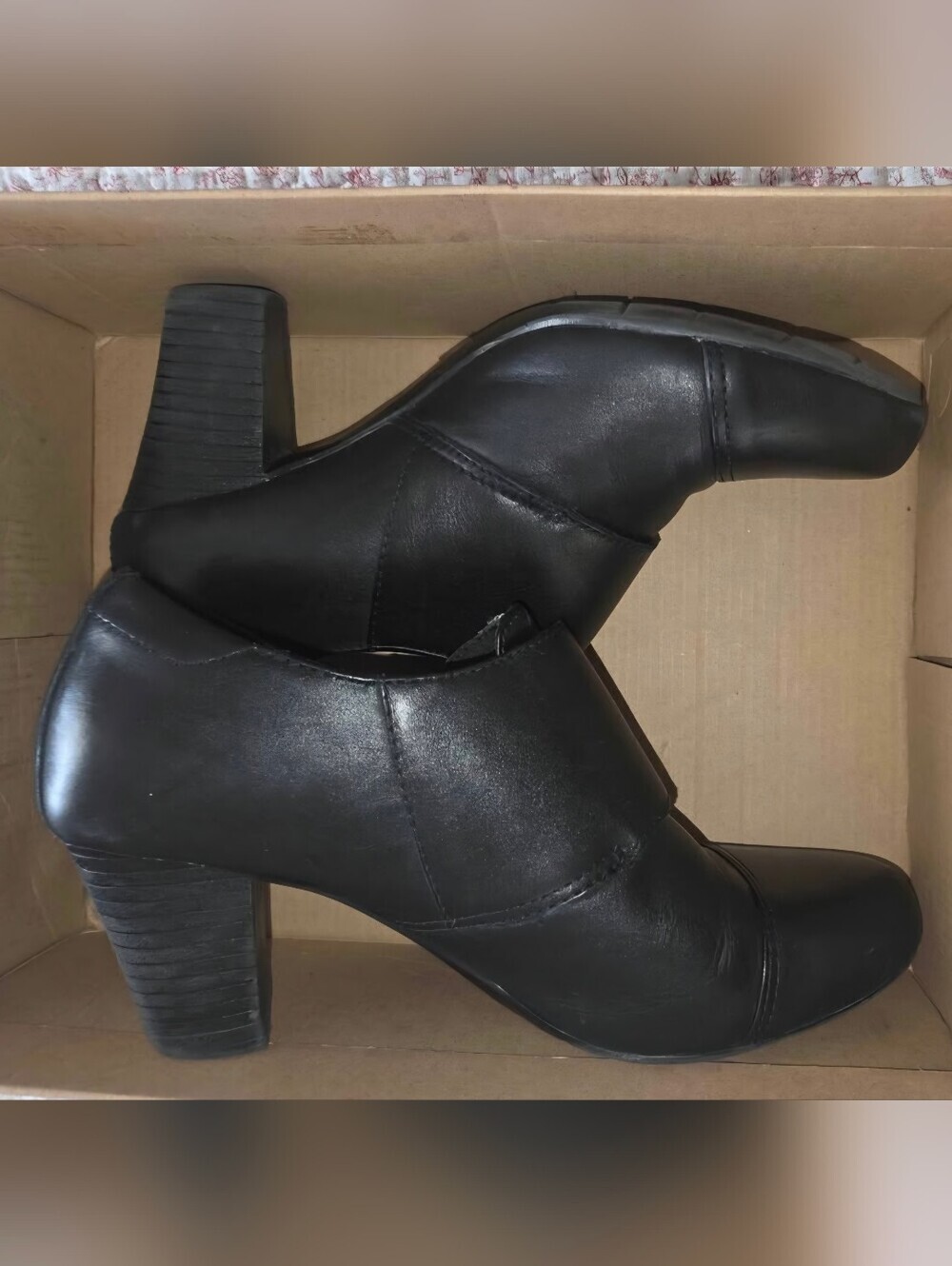 Clarks Sapphire Athena Double Monk Strap Black Leather Booties 4in Heel - Picture 6 of 6